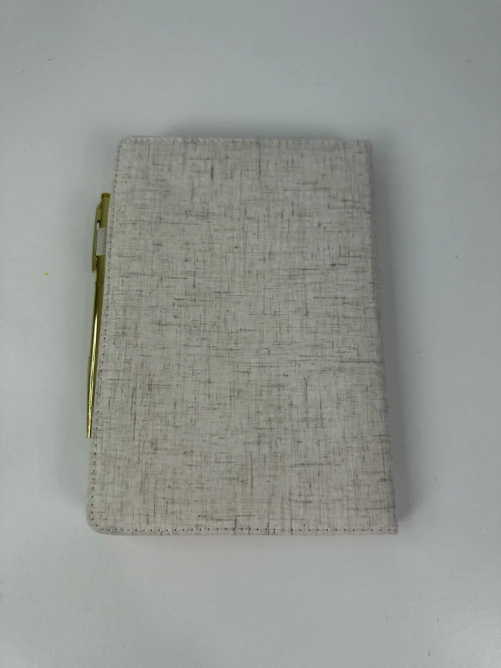 Eccolo Cream Textured Cloth Cover Smaller Journal With Zip Front Pocket & Pen